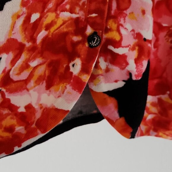 ISAAC MIZRAHI | Floral cardigan button down orange red black sz Large - Picture 4 of 5